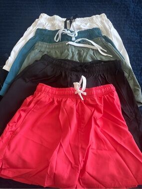 Kids Elastic Drawstring Shorts - Bright Red